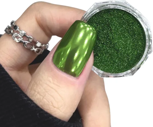 Miniatura 13 de Polvo de uñas cromado azul turquesa esmaltado efecto espejo metálico holográfico brillo polvo manicura arte pigmento accesorios para uñas de gel