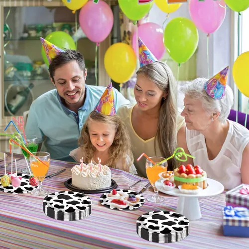Miniatura 3 de 50 platos con estampado de vaca, platos de papel de vaca de 9 pulgadas, suministros de fiesta de safari en la selva, platos de fiesta con temática