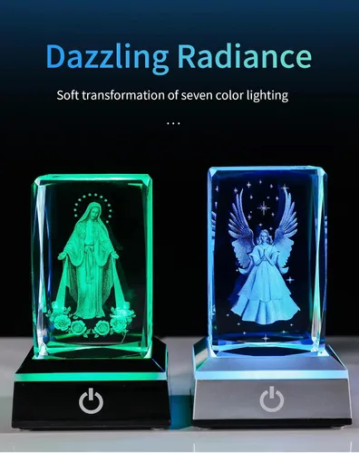 Miniatura 3 de Foto de cristal 3D, regalo personalizado para ella, él, mamá, papá, padre, regalo para parejas: foto personalizada en cristal, única para 2-3
