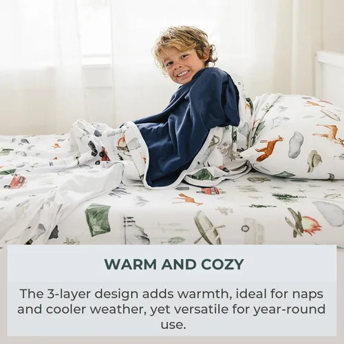 Miniatura 4 de Pobibaby Manta de bebé de alta calidad para niños, colcha de algodón suave y elástico para bebé, manta de cuna de 3 capas y mantas para niños
