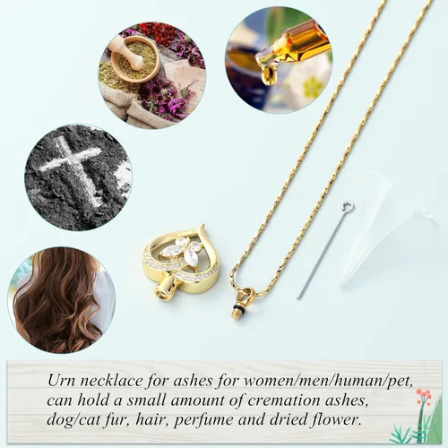 Miniatura 48 de Imrsanl Collares de urna de mariposa para mujeres y niñas, joyería de cremación con piedra natal, colgante para cenizas humanas, medallón