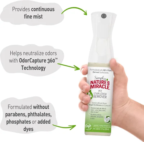 Miniatura 5 de Simply Nature's Miracle - Removedor de manchas y olores para mascotas, 10 onzas, fórmula bio-enzimática con tecnología neutralizante de olores