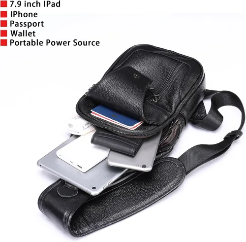 Miniatura 85 de LUKZIJAES Bolso bandolera de cuero genuino para hombre