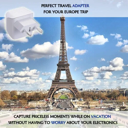 Miniatura 2 de Ceptics Adaptador de enchufe para viajes a Turquía, Egipto, Islandia - Tipo C - Europa - 2 en 1 - Ligero - Perfecto para teléfonos celulares
