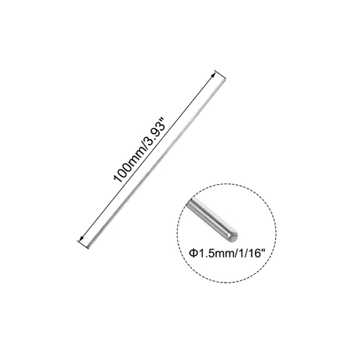 Miniatura 2 de uxcell Varilla redonda sólida de acero inoxidable 304 de 0.059 in x 3.937 in para manualidades de bricolaje - 10 piezas