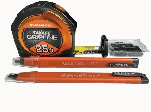 Miniatura 8 de Swanson Tool Co CP216 AlwaysSharp - Lápiz mecánico recargable para carpintero, paquete de dos, con 8 puntas de grafito negro de repuesto adicionales