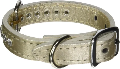 Miniatura 58 de Collar de perro de cuero y cristales de OmniPet Signature, cuero de grano de violeta africana de avestruz, se ajusta a un tamaño de cuello de 6"-8