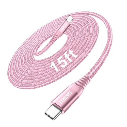 Miniatura 12 de Cable USB C a USB C extra largo de 100 W [paquete de 15 pies/2 unidades] Cable de carga rápida compatible con iPhone 17/17 Pro Max, iPhone 16 Negro