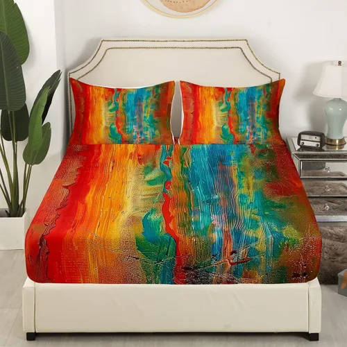 Miniatura 36 de Erosebridal Juego de sábanas de color negro con diseño de grunge azul, juego de sábanas abstractas de acuarela degradada, tamaño individual, teñido