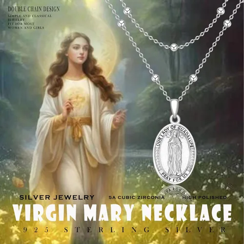 Miniatura 43 de Collar con colgante de plata de ley 925 con medalla de San Patrón, joyería religiosa para hombres y mujeres, con cadena de acero inoxidable 316L