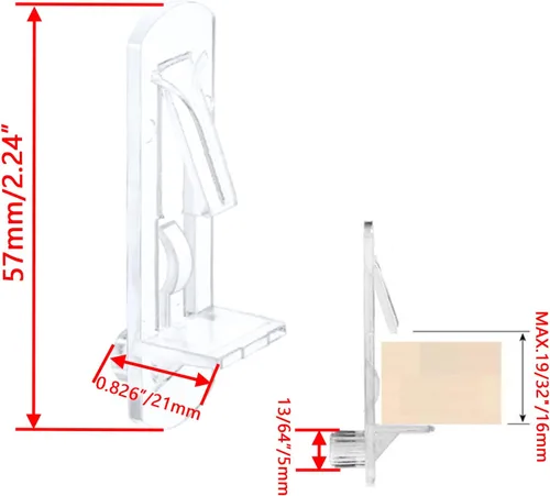 Miniatura 2 de Bitray Pinzas de bloqueo para estante, clips de soporte autobloqueantes para orificios de 13/64 pulgadas de diámetro y estante de 19/32 pulgadas, 50