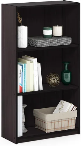 Miniatura 5 de Furinno Basic - Estantería de almacenamiento para librerías de 3 niveles, nogal oscuro