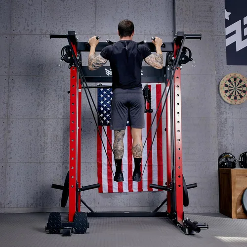 Miniatura 6 de MAJOR FITNESS F22 Power Rack, 1600lbs - Estante para sentadillas todo en uno con sistema de polea doble, marco de acero resistente, accesorios