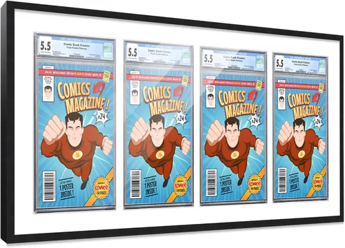 Miniatura 147 de Marco de cómic con paspartú para 8 CGC, CBCS o PGX Graded Comics - Marco de cómic blanco para cómics de 8.125 x 13 pulgadas Marco blanco