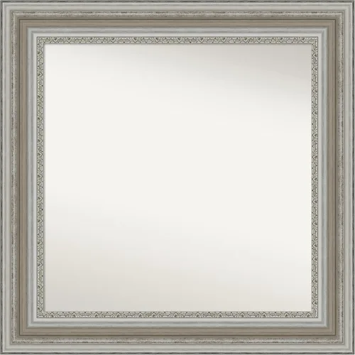 Miniatura 250 de Amanti Art Espejo de baño plateado para sobre el fregadero, 26 x 26 pulgadas, espejo cuadrado de plata antigua, marco de madera tradicional mediano