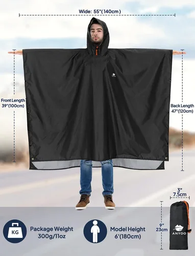 Miniatura 63 de ANYOO Poncho de lluvia con capucha para adultos, impermeable, ligero, para hombres y mujeres, chaqueta de lluvia reutilizable para emergencias al
