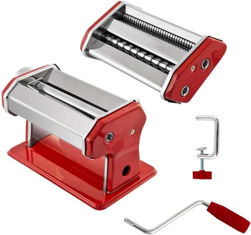 Miniatura 7 de Máquina manual de acero inoxidable para hacer pasta, con ajustes de grosor ajustables, perfecta para espaguetis y fettuccini caseros profesionales