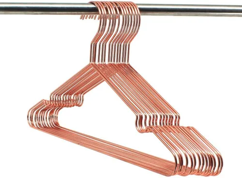 Perchas de cobre de oro rosa de 16.5 pulgadas, paquete de 60 unidades, colgador de metal resistente para almacenamiento de exhibición, organización