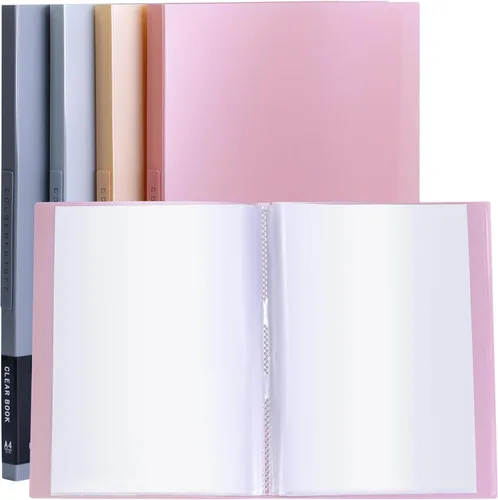 Paquete de 4 carpetas con fundas de plástico, libro de presentación de 20 bolsillos con protectores de hojas, 40 páginas de papel de 8.5 x 11.8