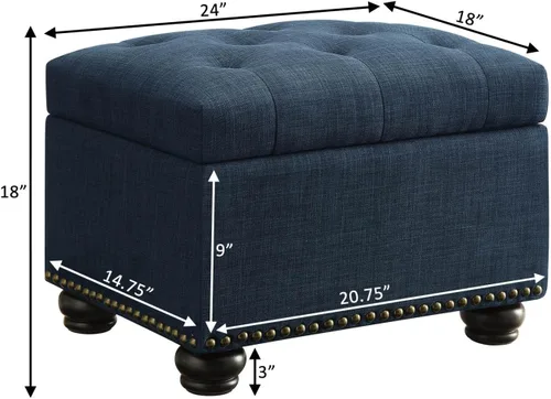 Miniatura 3 de Convenience Concepts Designs4Comfort 5th Avenue - Otomana tapizada de almacenamiento de 24 pulgadas, taburete y asiento contemporáneo con tapa