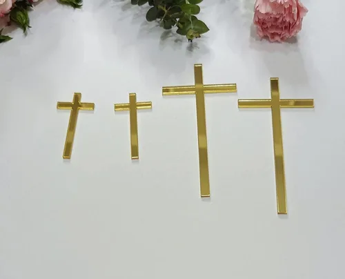 Miniatura 3 de 12 dijes para tartas de cruz, decoración de bautizo para tartas, confirmación de bautismo de acrílico delgado, decoración de pastel de cruz acrílica