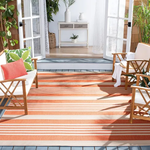 Miniatura 19 de SAFAVIEH Courtyard Collection - Alfombra decorativa, 2.3 x 5 pies, beige y verde oscuro, para interior/exterior, resistente a la intemperie