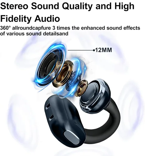 Miniatura 4 de Auriculares inalámbricos Bluetooth de oreja abierta, con clip, cómodos para todos los oídos, auriculares ENC con cancelación de ruido con tiempo