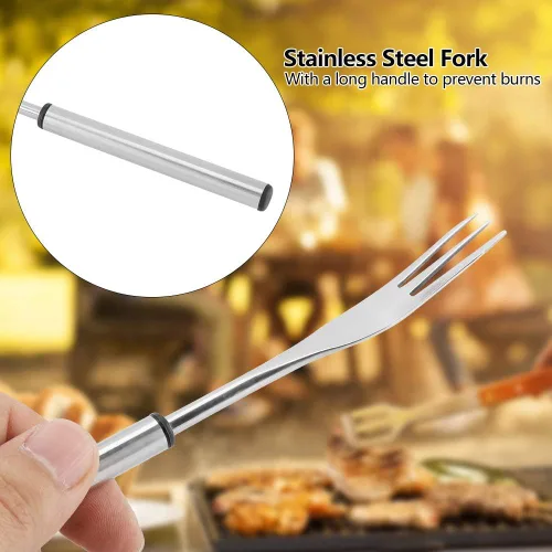 Miniatura 5 de Juego de 6 tenedores para fondue de queso, palitos de fondue de 7.1 pulgadas, tenedor de acero inoxidable para carne asada, chocolate, postre y queso