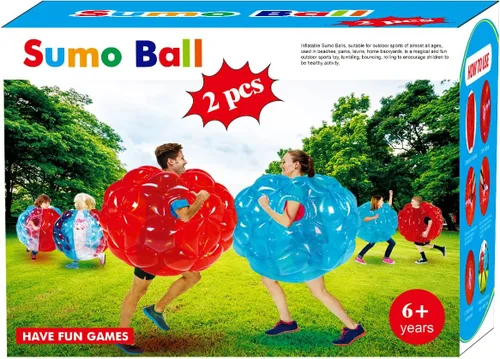 Miniatura 12 de SUNSHINEMALL Paquete de 2 bolas inflables de parachoques para niños, bolas gigantes de zorb, bolas de sumo para hámster humano, bolas de burbujas
