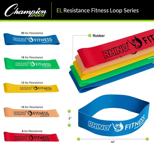 Miniatura 4 de Champion Sports Bandas elásticas para hombres y mujeres, de resistencia ligera a pesada, banda de fitness duradera para entrenamiento de fuerza