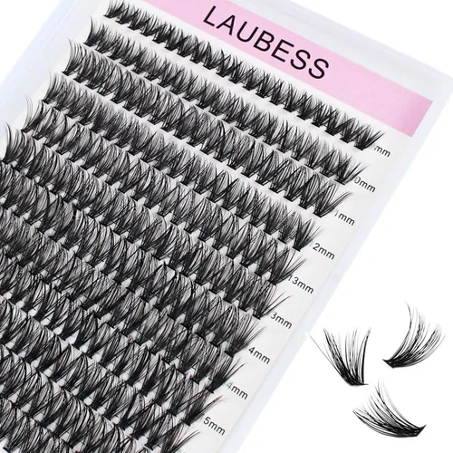 Miniatura 13 de Pestañas en racimo para extensiones con volumen, 50D, distintas longitudes, rizo D, kit de 240 pestañas en racimo para colocar en casa