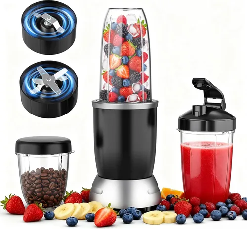 Licuadora de batidos, licuadora portátil de 25000 RPM para batidos, licuadoras de encimera para cocina con tazas de licuadoras personales de 37
