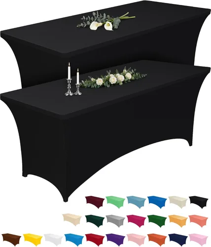 Miniatura 12 de Pureegg - Juego de 2 manteles de elastano ajustables de 1,2 m para mesas rectangulares, mantel elástico y sin arrugas para mesa de masajes, fiestas