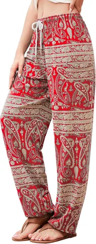 Miniatura 15 de QIANXIZHAN - Pantalones harem para mujer, pantalones palazzo hippie, joggers bohemios con bolsillos, ropa de yoga