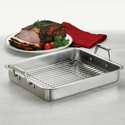 Miniatura 7 de Tramontina Bandeja para Asar de Acero Inoxidable de 13.5 Pulgadas con Rejilla, Asador de Pavo para Horno, Apto para Lavavajillas, Hecho en Brasil