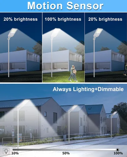 Miniatura 3 de JAYNLT X-8500W Luces de calle solares, luz de estacionamiento comercial de 6500K del atardecer al amanecer, luz de calle de inundación de seguridad