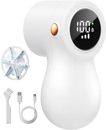 coldSky - Afeitadora de tela, removedor de pelusa para ropa con 3 cuchillas reemplazables, afeitadora eléctrica de pelusa con pantalla digital,