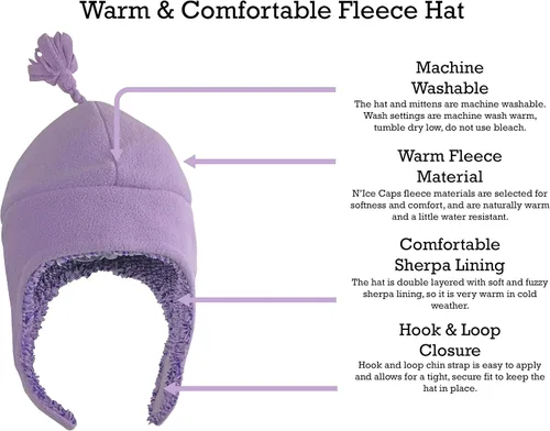 Miniatura 4 de NIce Caps - Conjunto de gorro y mitones de invierno con forro polar sherpa para niños y bebés para invierno