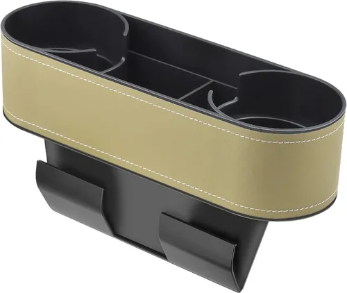 Miniatura 14 de IOKONE Consola de bolsillo lateral para monedas, cubierta de cuero con bolsillo lateral, portavasos para automóvil, organizador de asiento delantero