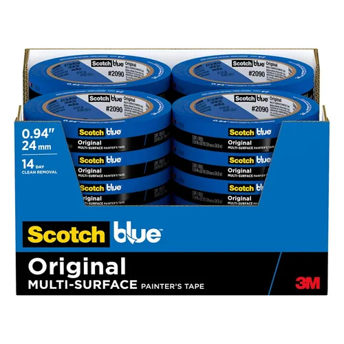 ScotchBlue Cinta adhesiva original para pintores multisuperficie, 1 pulgada de ancho (2,39 cm x 54,86 m), 24 rollos, cinta adhesiva para pintura