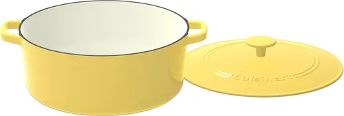 Miniatura 2 de Cuisinart Chef's Classic - Cacerola cubierta de hierro fundido esmaltado, redonda (Amarillo, 7 cuartos de galón)