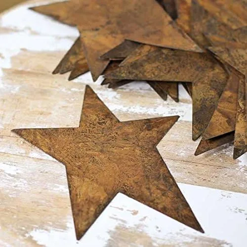 Miniatura 3 de Paquete de 36 recortes de estrella de hojalata oxidada, estrellas de metal oxidadas para manualidades – Primitivo, rústico campestre, manualidades