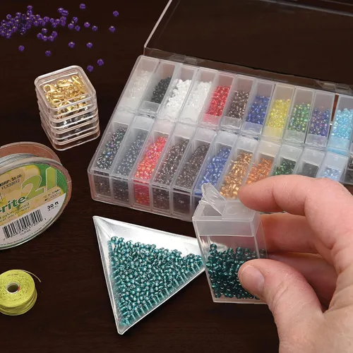 Miniatura 3 de The Beadsmith Basic Elements - Cuentas de vidrio para semillas, varios colores de 6/0 redondas, aproximadamente 2,350 cuentas, 24 cajas abatibles