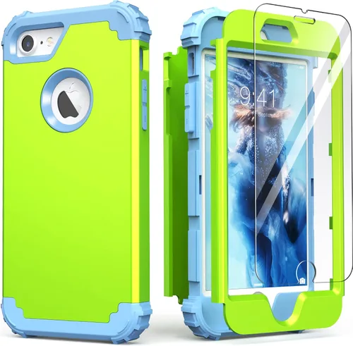 Miniatura 34 de IDweel Funda para iPhone 8, para iPhone 7 con protector de pantalla, 3 en 1, híbrida resistente a prueba de golpes, funda de policarbonato duro