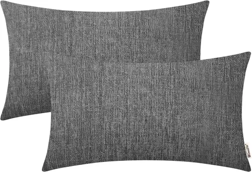 Miniatura 91 de BRAWARM Fundas de almohada 40x40 cm - Paquete de 2 fundas de almohada de chenilla negra, fundas de almohada de chenilla suave teñida sólida