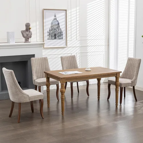 Miniatura 4 de ODUSE-DAILY Juego de 2 sillas de comedor de mediados del siglo en color beige, juego de 2 sillas modernas para cocina y comedor, sillas tapizadas