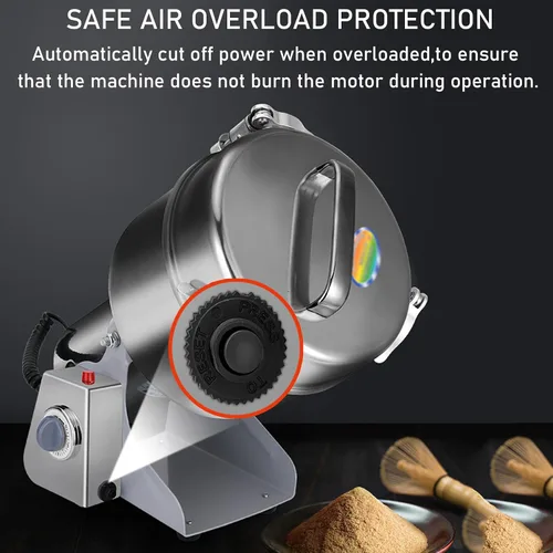 Miniatura 4 de Electric Grain Mill Grinder Corn Grinder,Stainless Steel Spice Grain Mill for Dry Spice Herbs/Nut/Coffee/Rice - Overload Protection 5min Timer