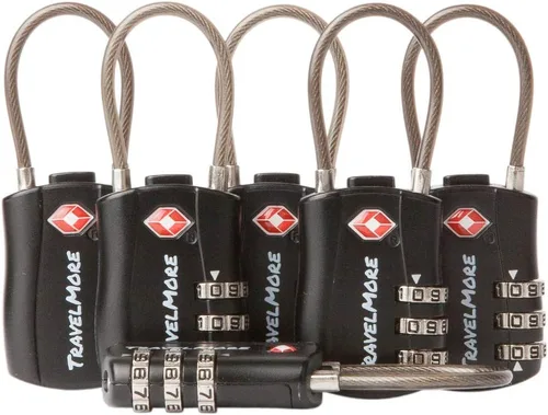 Aprobado por la TSA Cerraduras de equipaje de combinación de cable de viaje para maletas Paquete de 1, 2, 4 & 6