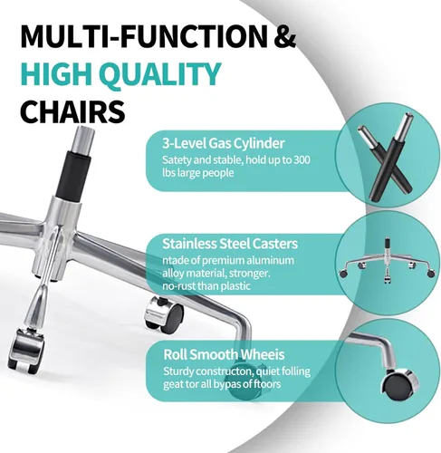 Miniatura 6 de Soporte de espalda media con reposabrazos ergonómico para oficina, escritorio giratorio ajustable de cuero vegano, sillas de recepcionista