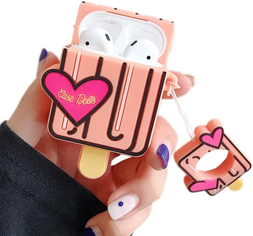 Miniatura 34 de Linda funda para Airpods, divertida y creativa 3D con forma de frutas y verduras con soporte de hebilla de anillo, funda de silicona suave a prueba